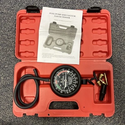 $18 • Buy FUEL PUMP And VACUUM TESTER  Car Truck Engine 4 Gauge Fitting Hose CASE Included
