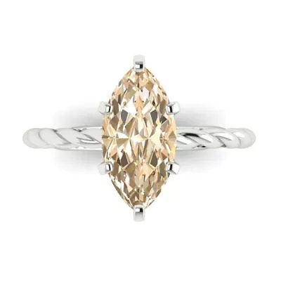 2ct Marquise Rope Knot Real Morganite Wedding Bridal Promise Ring 14k White Gold • $397.20