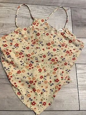 Vintage Style Peach Love Large Boho Floral Print Halter Summer Dress Top 1 • $12.99