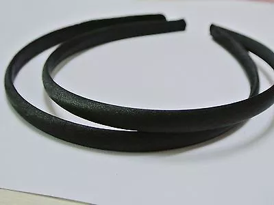 10 Black Plastic Headband Covered Satin Hair Band 9mm For DIY Craft • £4.09