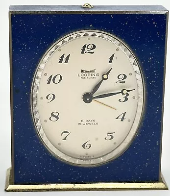 Looping Dermont Fab Suisse 8 Days 15 Jewels Lapis Blue Deco Alarm Clock • $9.99