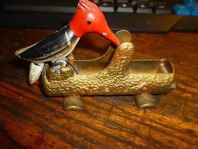 VINTAGE Red Headed WOODPECKER TOOTHPICK HOLDER DISPENSER Antique • $31