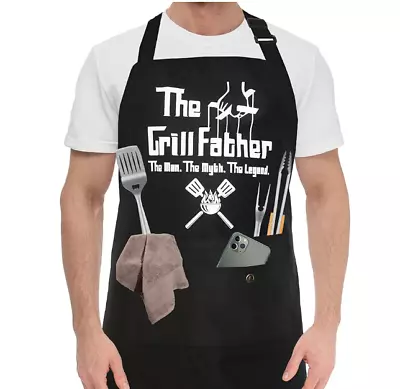 Kaidouma  The Grill Father  Men's BBQ Cooking Apron 2 Pockets Black - New • $9