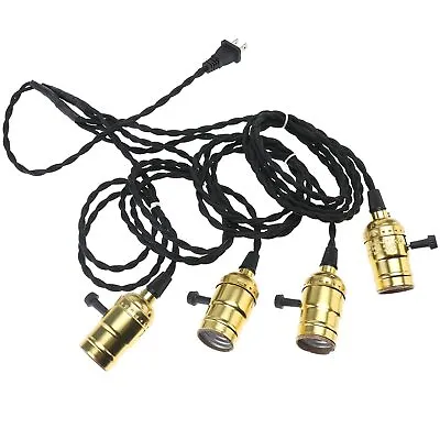 4 Socket Pendant 17FT Extension Hanging Light Bulb Cord E26/27 Industrial DIY US • $22.35