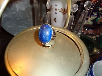 MENS RIng: Cabochon Silver Sodalite(Blue) W/custom Sterling Handmade Setting-wow • $110