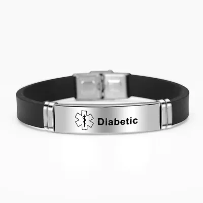 Medical Alert Bracelet Plate Silicone Diabetes Epilepsy Wafarin 16 Options • $7.95