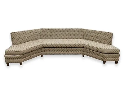 Mid Century Modern Curved Beige Floral Sofa In The Manner Of Harvey Probber • $4800