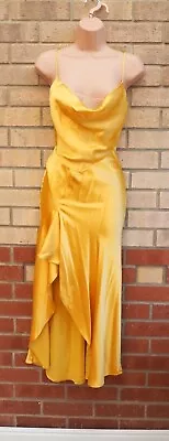 £49.99 • Buy Topshop Gold Satin Cowl Neck Split Lace Cami Party Wedding Midi Dress 6 8