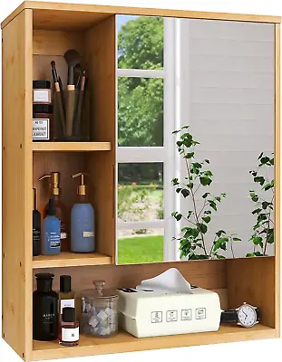 Bathroom Mirror Cabinet Wall Mounted Bamboo Space Saver Medicine Cabinet Wall  • $119.99