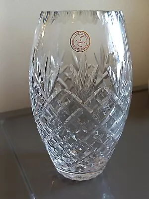 Crystal Clear Made In Hungary 24% Lead Crystal 8  Vase Beautiful Cut Glass Heavy • $39.92