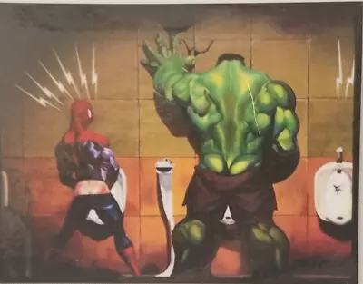 Spiderman Hulk Invisible Man In Bathroom Peeing Superheros MAGNET • $4.73