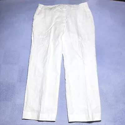 Calvin Klein Solid White 100% Linen Breathable Beach Lounge Pants Men’s 37x29** • $24.99