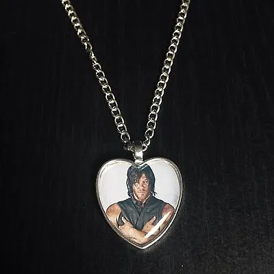 Silver Plated Heart Pendant Necklace The Walking Dead Daryl Dixon Norman Reedus • £3.49