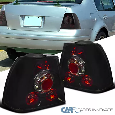 Fit 99-05 VW Jetta Bora Mk4 Glossy Black Tail Lights Rear Brake Lamps Left+Right • $68.95