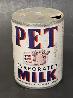 $24 • Buy PET MILK Tin Can 1940s-50s Vintage Original Paper Label Cow Dairy Country Store