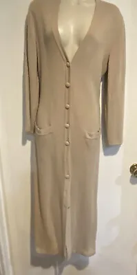 Vintage Valentino Boutique Beige  Brown Knit Front Button Duster/ Dress Size M • $149.99