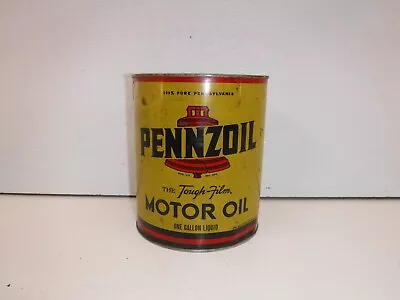 Vintage Yellow Pennzoil  The Tough Film  Motor Oil Can-One Gallon Metal • $25