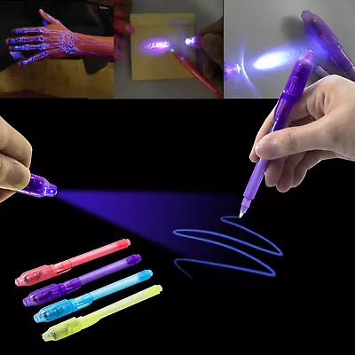 7pcs UV Spy Pens Invisible Ink UV Light Magic Secret Messages Party Kids Gift • £5.99