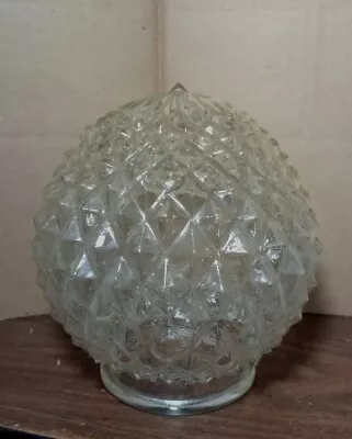 Vtg Pressed Glass Diamond/Sunburst Pattern Globe Ceiling Light Cover Shade VGC • $19.99