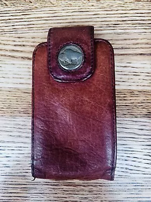 Bison Leather Wallet Buffalo Nickel Money Clip Vintage Coin Brown Authentic • $25