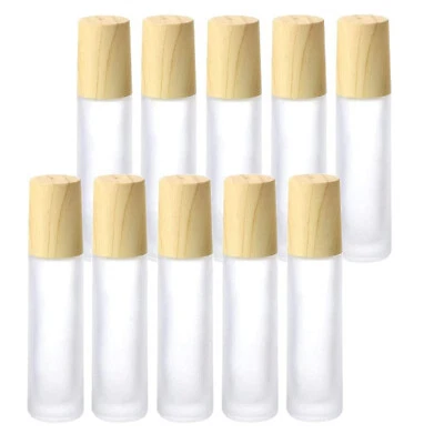 $51.99 • Buy 5-50pcs10ml Glass Roll On Bottles Roller Ball Plastic Wood Lids Essential Oils