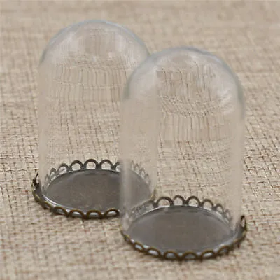 £1.89 • Buy 2PC Miniature Glass Dome Display Bell Jar Cloche On Metal Base Doll Storage Gift