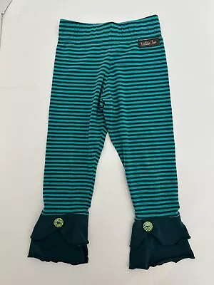 Matilda Jane Character Counts Aqua Striped Ruffle Pants Leggings Size 8 • $10