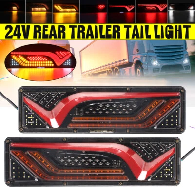 $33.55 • Buy Pair 74 LED Tail Light Stop Brake Dynamic Lamp Indicator Truck Flowing Trailer