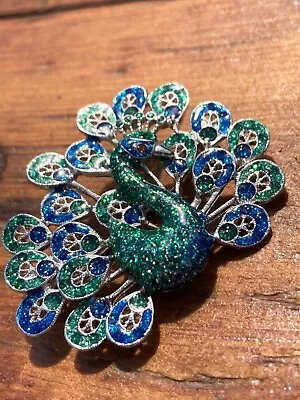 Multicolor Peacock Bird Pin Brooch Vintage Jewelry Costume • $14.95