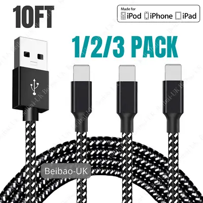 $7.61 • Buy 10Ft Long Charger Cable USB Charging Cord Heavy Duty For Apple IPhone 11 XR X 8