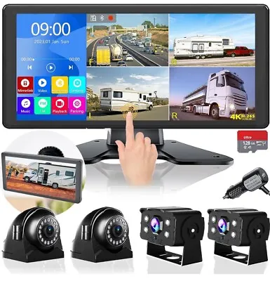 4K RV Backup Camera System 10.36  Quad Split Touch Screen Monitor With 4 1080P R • $169.99