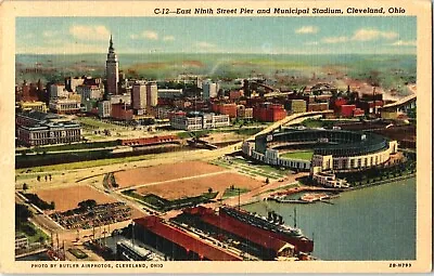Postcard 1953 East Ninth Street Pier Municipal Stadium Cleveland Ohio A66 • $4.99