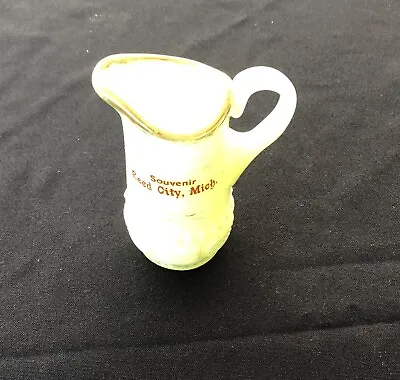 Vintage Vaseline Custard Glass Souvenir Creamer Pitcher Reed City Michigan • $20