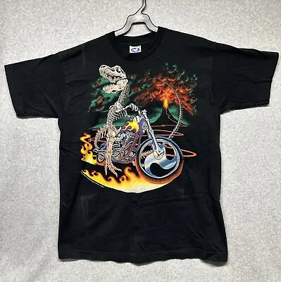 Vtg AOP 1993 Liquid Blue Bad To The Bone T-Rex Motorcycle Shawn Kenney Shirt XL • $199