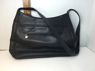 Cabin Creek Black Leather Shoulder Strap Purse Bag Multiple Compartments • $22