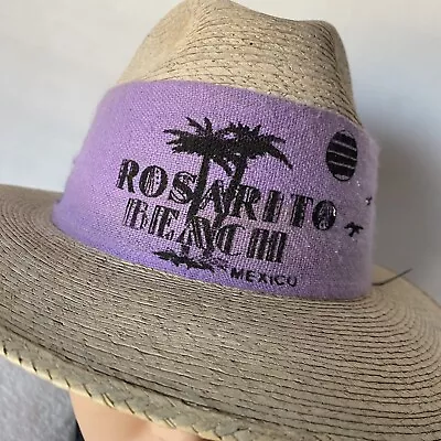 Vintage Casa Chavez Rosarito Beach Mexico Fedora Panama Sun Hat Size 7 • $26