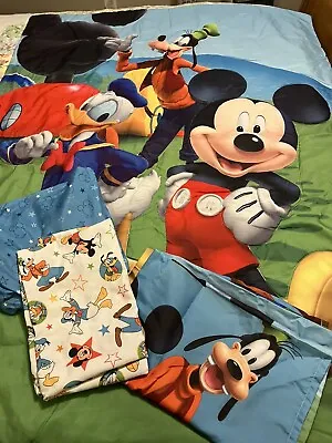 Disney Jr Mickey & Pals 4-piece Toddler Bed Set Quilt Pillowcase F & F Sheet • $19.99