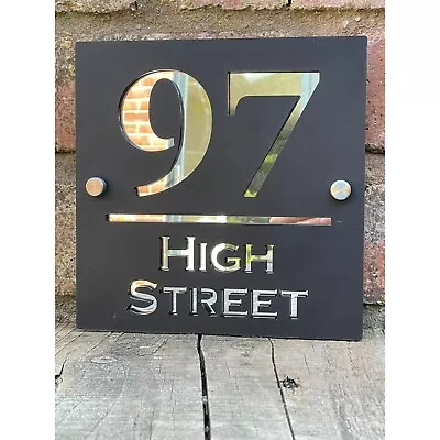 18 X 18cm House Sign Door Sign House Numbers Address Plaque - Black Silver • £11.99