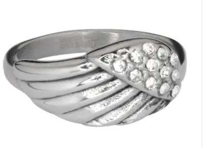 Ladies Designer Angel Wing Ring Imitation Diamonds Stainless Steel 156 • $17.99