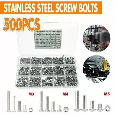 M3 M4 M5 304 500PCS Stainless Steel Hex Socket Button Head Bolts Screws Nuts Kit • $13.49