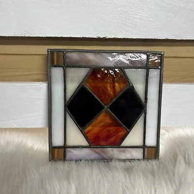 Vintage Stained Glass Panel 8x8 Geometric Design • $49.99