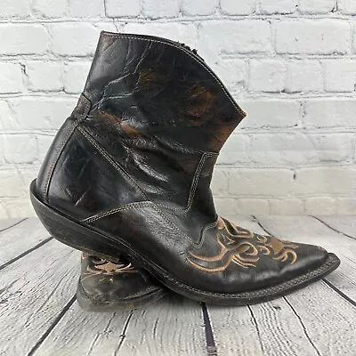 Ferrato Western Low Cut Leather Ankle Cowboy Boots Rockabilly Stitched US Men 10 • $45.08