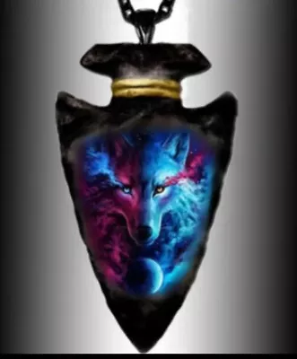 Men's Wolf Indian Necklace Geometric Triangle Pendant Animal... • $2.99