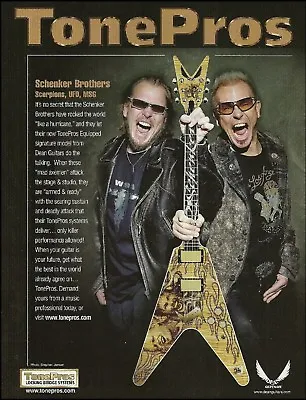 Michael & Rudolf Schenker Brothers Signature V Dean Guitar Tone Pros 8 X 11 Ad • $4