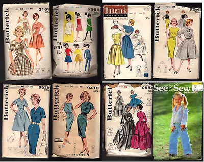 Vintage Patterns: 8 BUTTERICK Women Teens Dresses Set #57 • $9.99
