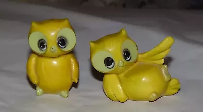 Vintage Owl Miniature Set Yellow Retro Mid Century Mini Figurine Kitschy 2  Grn • $9.99