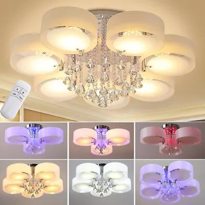 LED Ceiling Light 3/5/7 Head Large Crystal Chandelier Lamp Living Room Lights UK • £65.99