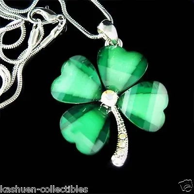 Irish 4 Leaf CLOVER Made With Swarovski Crystal St Patricks Day Necklace Jewelry • $43