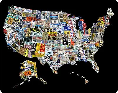 License Plate Art Map Of The U.S. LARGE 12  X 15  Metal Sign • $39.95