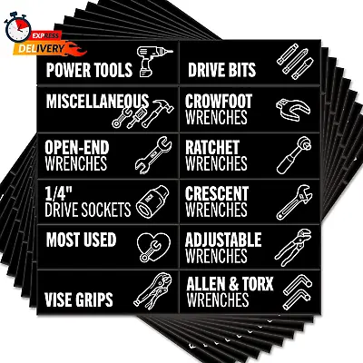 Toolbox Organization Magnetic Labels - 80 Large Tool Chest Organizer Labels Wit • $29.04